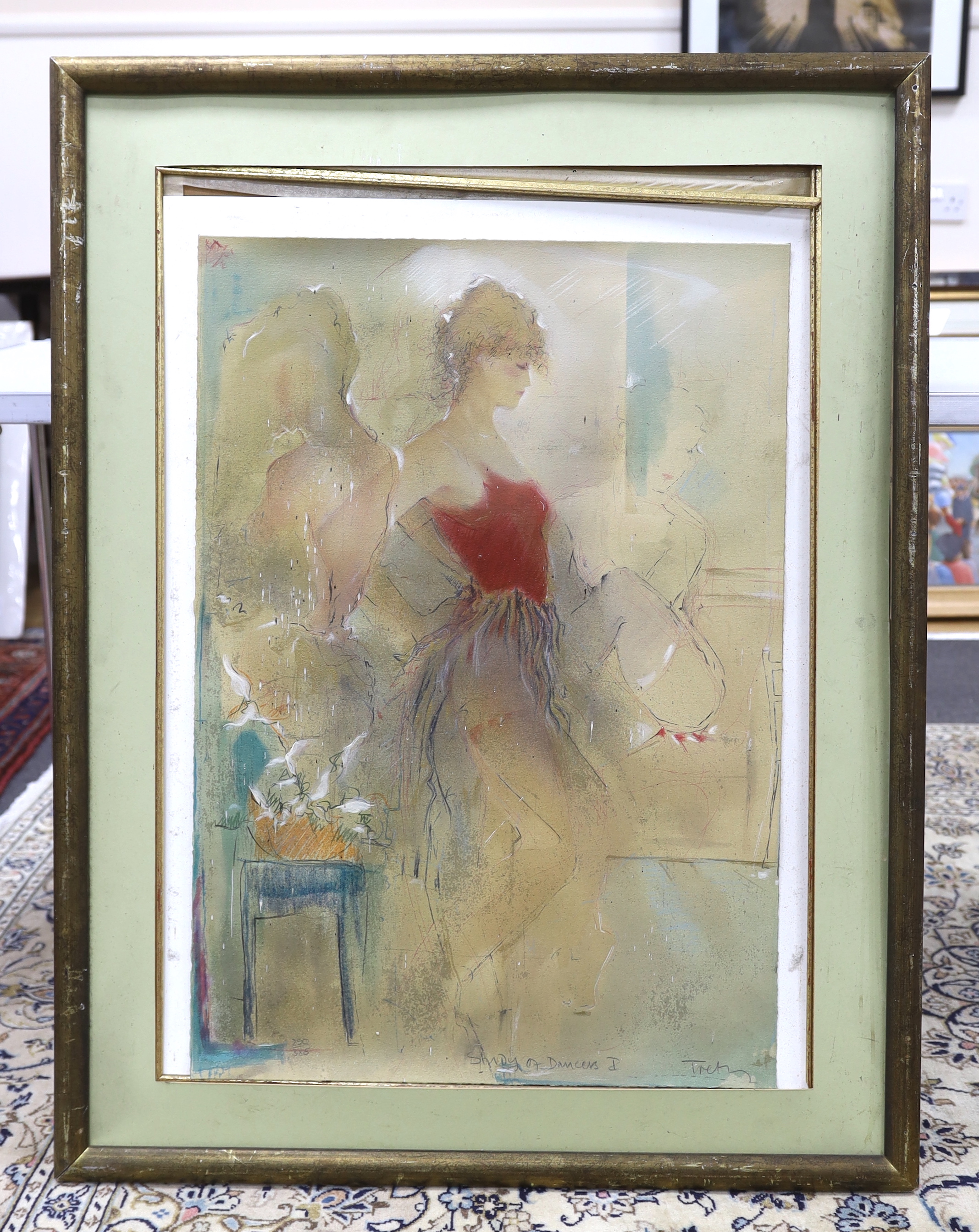 Janet Treby (b.1955) limited edition print, 'Study of Dancers I', signed in pencil, 290/385, 75 x 52cm